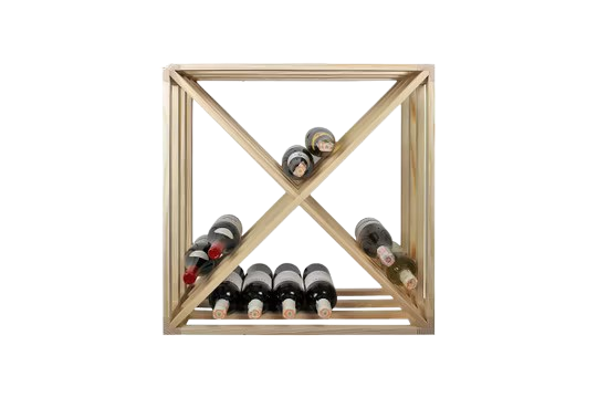 EVA Grenen Weinregal im Kreuz-Design Vorderansicht